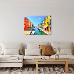 Sklenený obraz - Ostrov Burano, Benátky, Taliansko (70x50 cm)