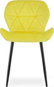Set dvoch jedálenských stoličiek MANGO zamatové žlté / čierne nohy (2 ks)