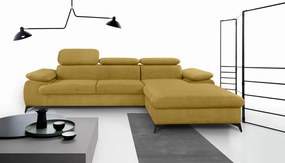 Rohová sedacia súprava Scala, žltá látka, pravý roh