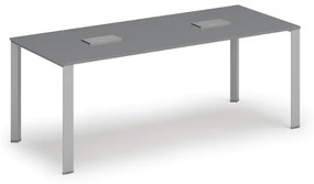 Stôl PRIMO INFINITY 2000 x 900 x 750, grafit + 2x stolná zásuvka TYP I, strieborná