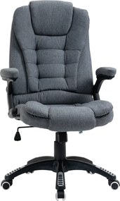 Vinsetto Ergonomická Otočná Pracovná Stolička s Nastaviteľnou Výškou a Polstrovanými Podrúčkami Šedá | Aosom