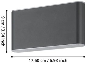 Eglo 901026 - LED Vonkajšie nástenné svietidlo GRUTTI 2xLED/5,8W/230V IP65