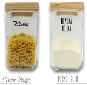 5Five® Sklenená bytelná dóza hranatá s dreveným vekom, 1,7l KWADR