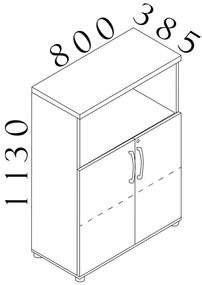 Stredná skriňa Visio LUX 80 x 38,5 x 113 cm, dub