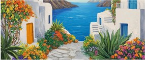 Obraz - Grécka ulička (120x50 cm)