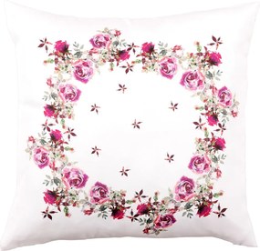 Dekoračný vankúš Ruže 45x45 cm, biely
