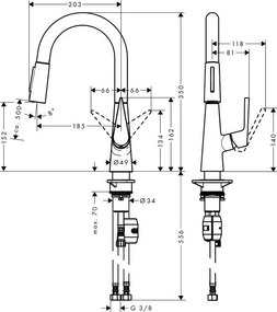 Hansgrohe Talis M51, drezová batéria s výsuvnou spŕškou, chrómová, HAN-72815000