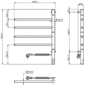 Elektrický otočný sušiak na uteráky ARABESQUE 150W/230V 64,6cm IP44 čierny