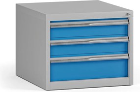 Závesný dielenský box na náradie G345 k pracovným stolom do dielne, 3 zásuvky, 565 x 580 x 450 mm, modrá