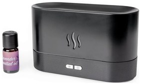 LED RGB Ultrazvukový aróma difúzor a zvlhčovač vzduchu s podsvietením 180ml čierna