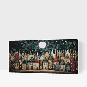 Gario Maľovanie podľa čísel Domčeky v noci Rozmery: 40 x 80 cm, Rámovanie: S vnútorným rámom