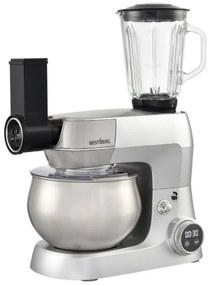 MEGAKOMBO Multifunkčný kuchynský robot BestBerg BBR-1900S + 15dielna sada nerezových hrncov a nepriľnavých panvíc BestBerg BBSC-15 / strieborná