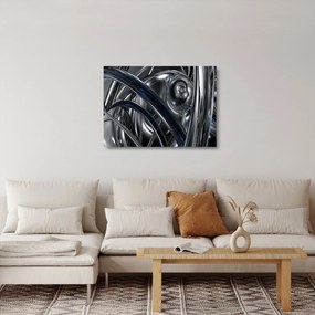Sklenený obraz sivej abstrakcie s modrou (70x50 cm)