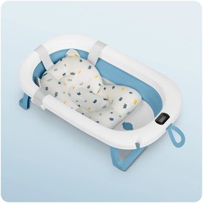 Ricokids Skladacia vanička pre deti, dojčatá s teplomerom a vložkou RK-287 biela a modrá