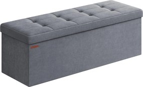 Skladací Puff Úložný Box 38 x 110 x 38 cm, 300 kg nosnosť, šedý
