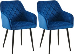 Set 2 jedálenských stoličiek Monett B - zamat, čierny rám - tmavomodrá
