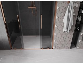 Mexen Velar Duo, posuvné sprchové dvere do otvoru 160 cm, 8mm šedé sklo, ružové zlato, 871-160-000-42-60