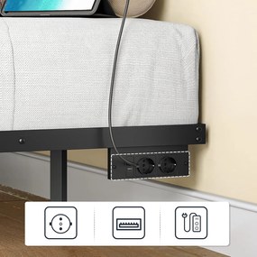 Rám dvoulůžkové postele Workman 140x200 s nabíjecí stanicí a LED osvětlením černý