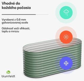 Blumfeldt High Grow, vyvýšený záhon, 200 x 80 x 100 cm, z vlnitého oceľového plechu, jednoduchá montáž, odolný voči hrdzi a mrazu