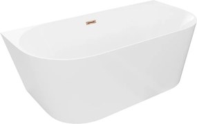Mexen Oval Slim, voľne stojaca vaňa ku stene 170 x 80 cm, biela lesklá, ružové zlato prepad, 52661708000-60