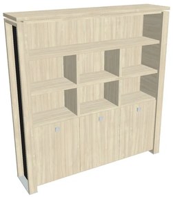 Vysoká skriňa Verno+ S 200 x 46 x 210 cm, s regálom, agát / čierna