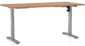 Výškovo nastaviteľný stôl OfficeTech A, 160 x 80 cm, sivá podnož, buk