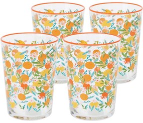 4-dielna súprava pohárov Flowers & Fruits 510 ml, oranžová