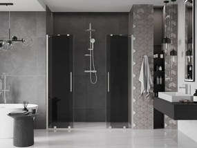 Mexen Velar Duo, posuvné sprchové dvere do otvoru 200 cm, 8mm šedé sklo, brúsená oceľ, 871-200-000-42-97