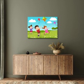 Obraz - Deti púšťajú draka (70x50 cm)
