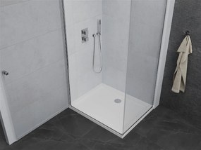 Mexen Pretoria, sprchovací kút 80 (dvere) x 120 (stena) cm, 6mm číre sklo, chrómový profil + biela sprchová vanička, 852-080-120-01-00-4010