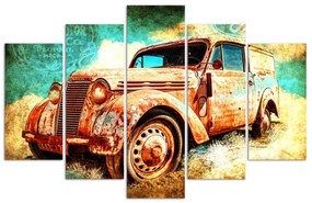 Obraz na plátně pětidílný Auto Retro Vintage - 100x70 cm