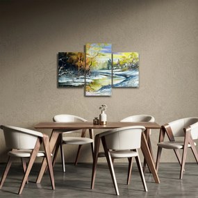 Obraz zimnej rieky, olejomaľba (90x60 cm)