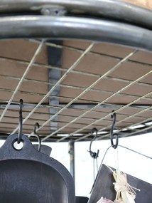 Čierny kovový regál na kolieskach s drevenými podnosmi Fil de Fer - 60*160 cm