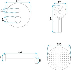 Rea Drop, podomietková sprchová súprava + BOX, zlatá matná, REA-P9671