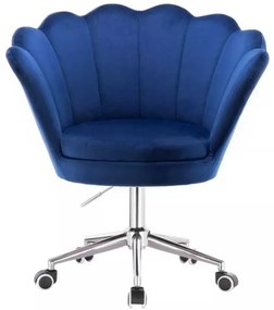 LuxuryForm DESIGN Kreslo FREY VELUR na striebornej podstave s kolieskami - modré