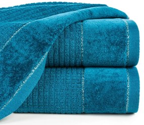 Bavlnená osuška GLORY v tyrkysovej farbe s velúrovým okrajom prešitá lesklou niťou Šírka: 70 cm | Dĺžka: 140 cm