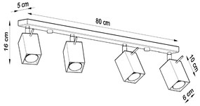 Bodové svietidlo Merida, 4x biele kovové tienidlo, (možnosť polohovania)