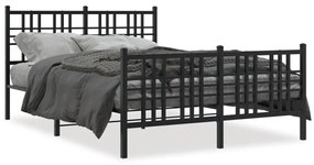 Kovový rám postele s čelom a podnožkou čierny 140x200 cm 376343