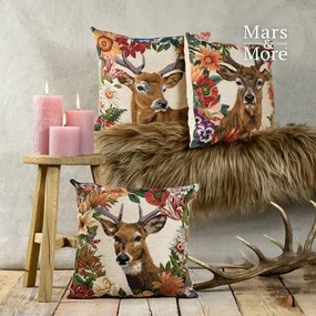 Gobelínový vankúš s jeleňom v kvetinovom okraji Flower Deer - 45*15*45cm
