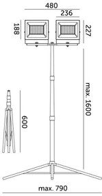 LED Reflektor so stojanom TIGRA 2xLED/100W/230V 4000K IP54 čierna/žltá