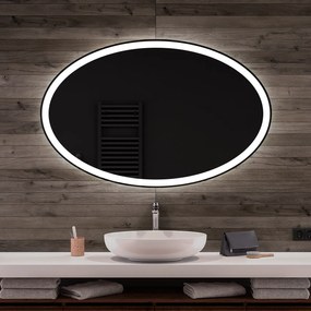 Ovala oglinda baie cu leduri Horizontálne L74 oglinda la comanda pe perete cu Stația meteo WI-F, Oglindă cosmetică