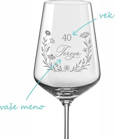 Pieskovaný pohár na víno Kvetinový veniec