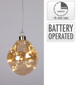 Vánoční skleněná LED ozdoba Blise 10 cm zlatá