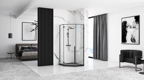 Päťuholníkový sprchovací kút REA DIAMOND 90x90 cm, čierny matný/transparent - bez vaničky