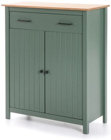 Zelená/v prírodnej farbe vysoká komoda z borovicového dreva 90x110 cm Miranda – Marckeric