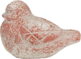 Tehlovo-sivá antik cementová dekorácia vtáčik Brocante - 14*9*10 cm
