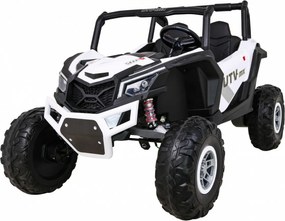 Ramiz Elektrická bugina UTV-MX pre deti biela + pohon 4x4 + diaľkové ovládanie + LED a audio + úložný priestor + EVA + pomalý štart
