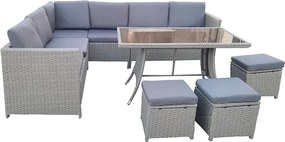 Veľký ratanový záhradný set VERANO sivý