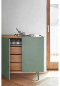 Zelená nízka komoda v dekore duba 110x85 cm Arista – Teulat