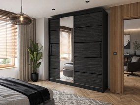 Posuvná skriňa 158 cm PREMIUM SO ZÁSUVKAMI čierna tmavý eben MBP SZP7/0/B/HK/0/KLP
